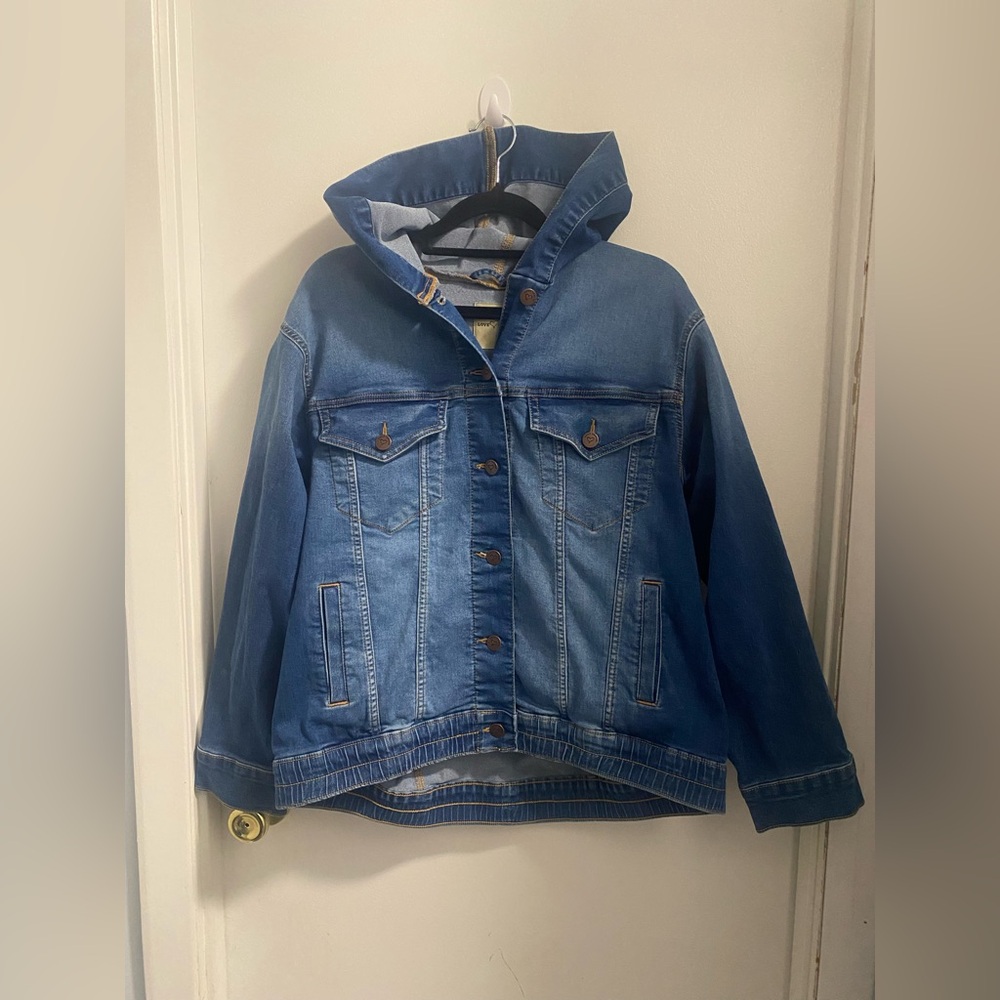 Love Trends | Womens/Juniors Large | Stretch Denim Jean Jacket | Hooded | NWOT